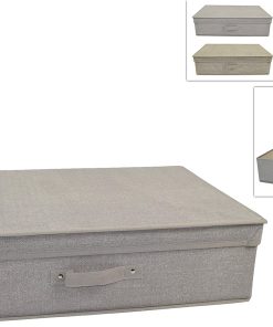Scatola armadio/sottoletto ecru’ con bordi marrone scuro  70x40x15.5 cm