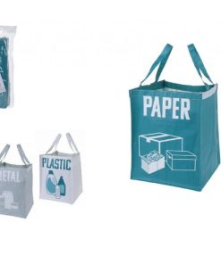 3 PZ. borse con maniglia per raccolta differenziata 30x30x39 cm. plastic – metal – paper
